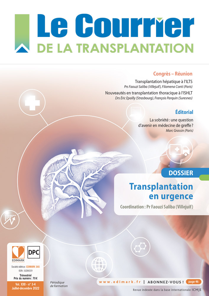 Le Courrier de la Transplantation -  juillet/décembre 2022